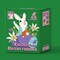 Easter Bunny Figurines Set of 2 - Hand-Painted Resin Rabbit Decorations with Carrots and Easter Egg (White)